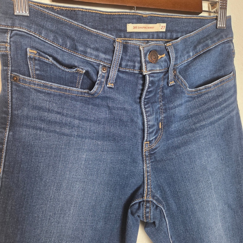 Levi's 311 Shaping Skinny Jeans Mid Rise Dark Wash Stretch Denim 27 - Picture 4 of 10